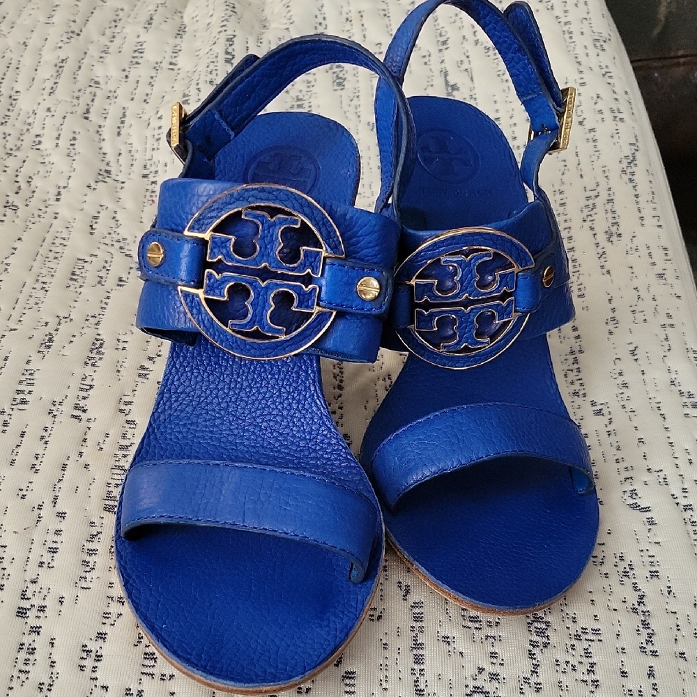 Tory Burch Vibrant Blue Leather Sandals